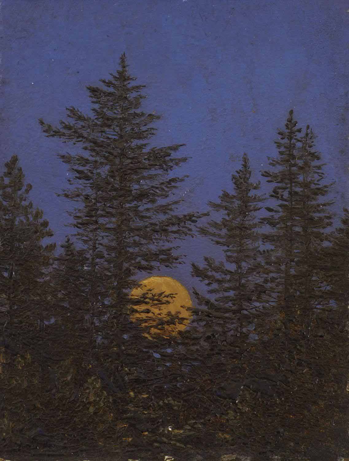 Carl Gustav Carus Aufgehender Vollmond hinter Tannen